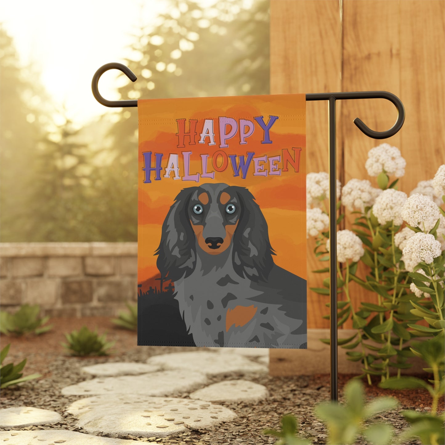 Dachshund Dog Halloween Garden Flag
