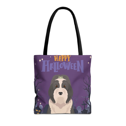 Bearded Collie Dog Happy Halloween Tote Bag 16x16