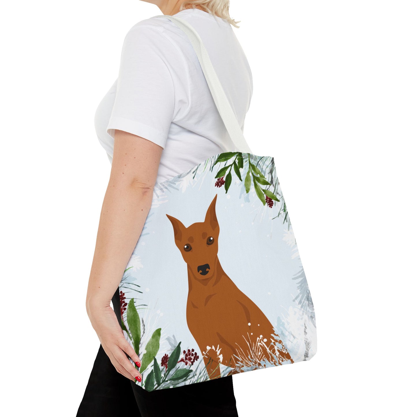 German Pinscher Dog Christmas Holiday Tote Bag 16x16
