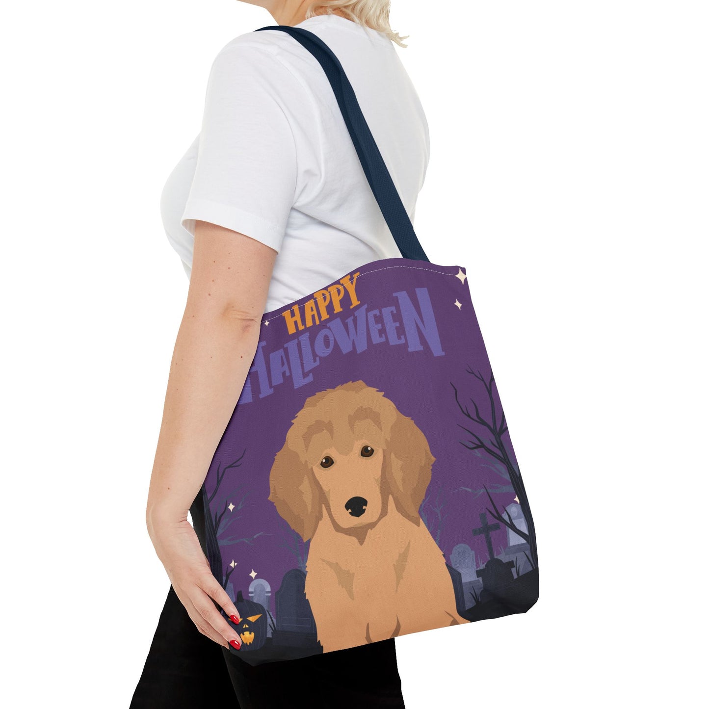 Poodle Dog Happy Halloween Tote Bag 16x16