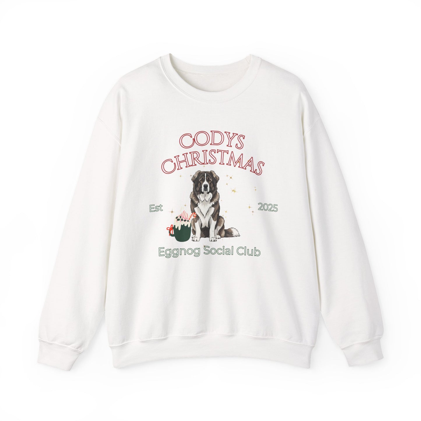 Caucasian Shepherd Dog Christmas Social Club Unisex Heavy Blend Crewneck Sweatshirt Custom Name