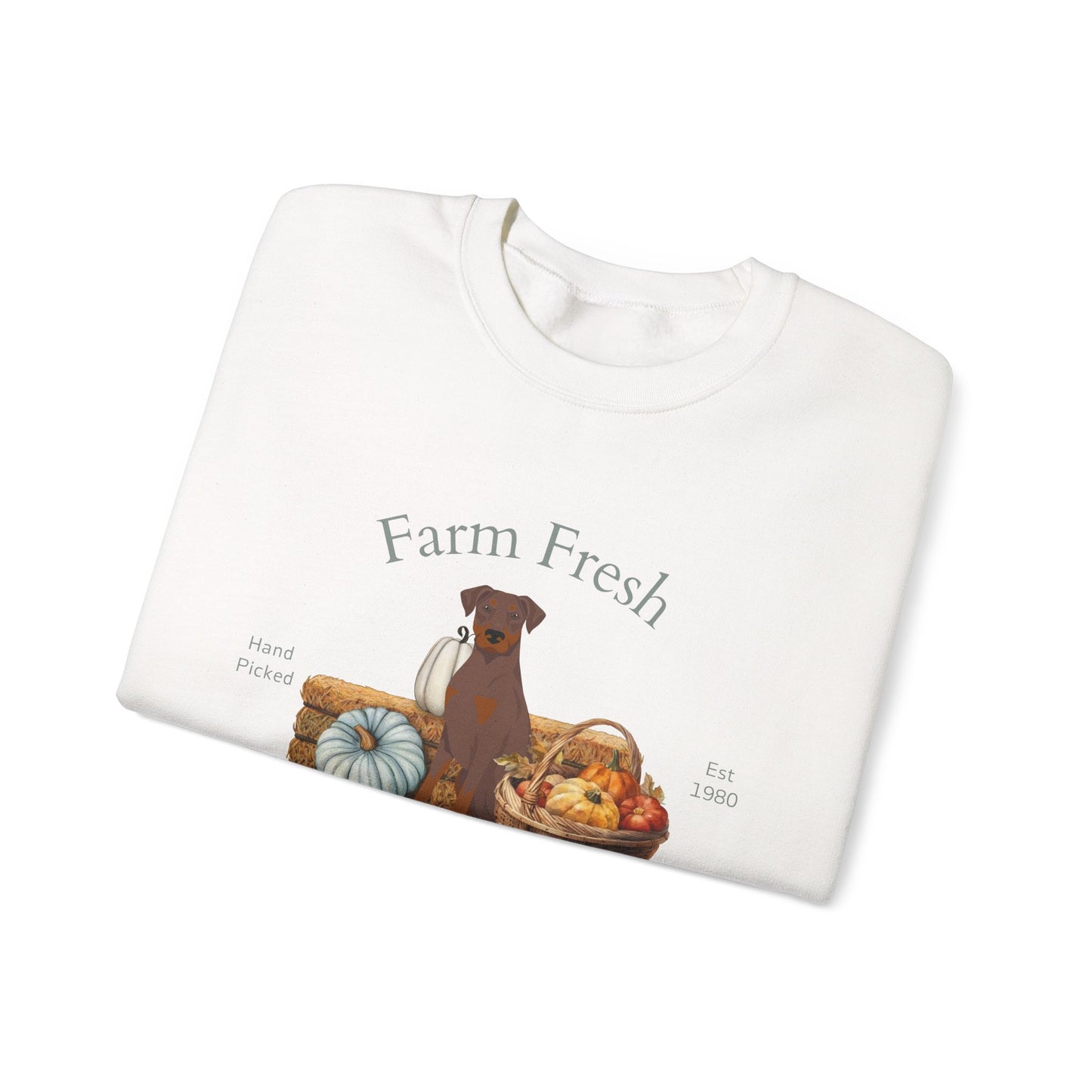 Doberman Pinscher Dog Fall Farm Fresh Unisex Heavy Blend Crewneck Sweatshirt