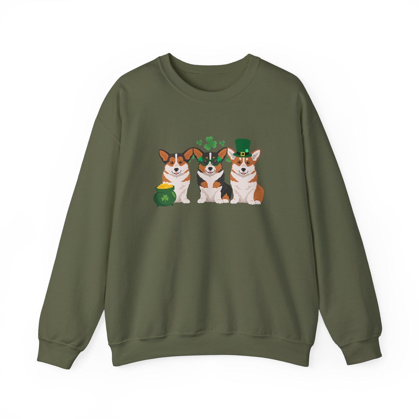 Pembroke Welsh Corgi Dog St Patricks Day Unisex Heavy Blend Crewneck Sweatshirt, St Pattys day, Cute Dog Mom Gift