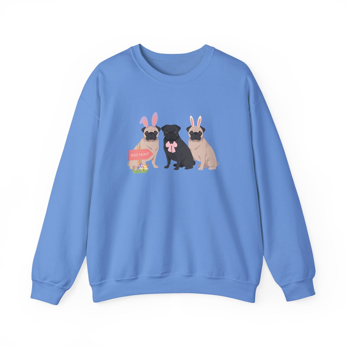 Pug Dog Easter Unisex Heavy Blend Crewneck Sweatshirt, easter, Cute Dog Mom Gift