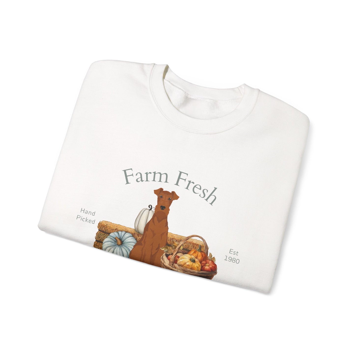 Irish Terrier Dog Fall Farm Fresh Unisex Heavy Blend Crewneck Sweatshirt