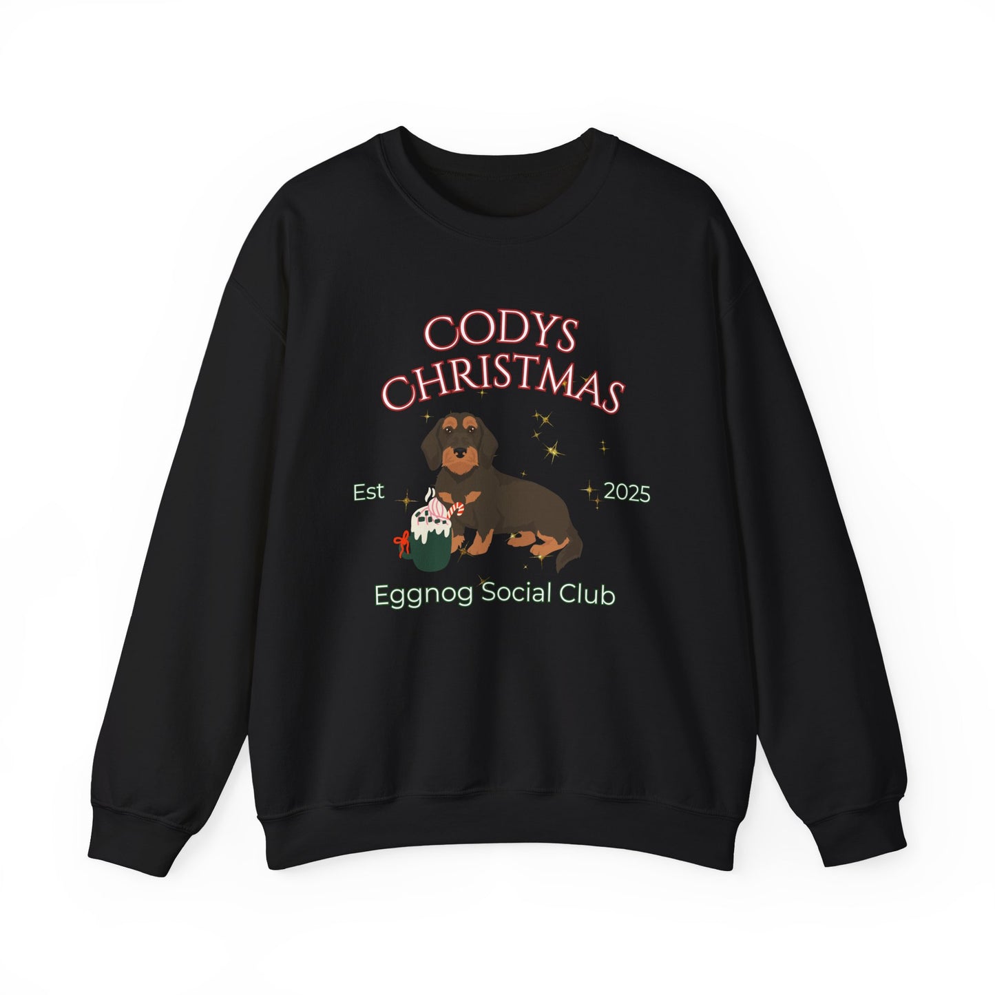 Dachshund Dog Christmas Social Club Unisex Heavy Blend Crewneck Sweatshirt Custom Name