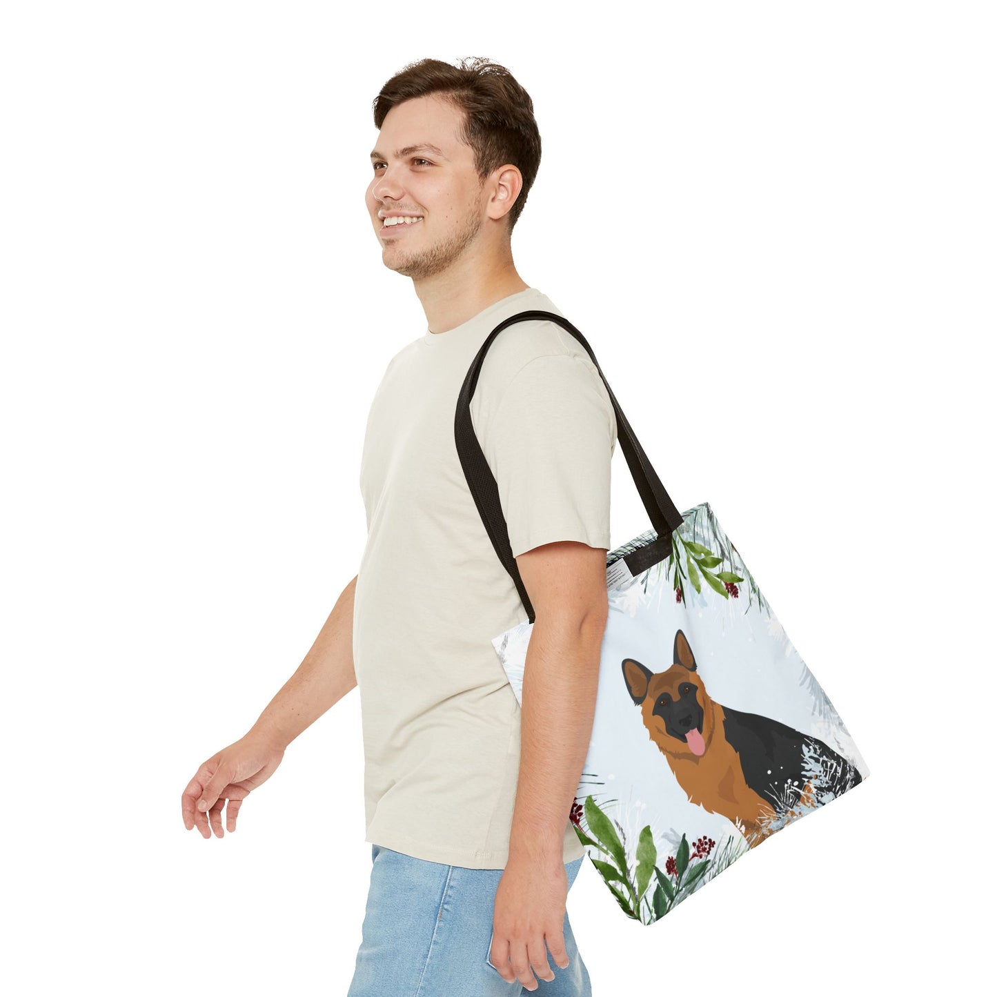 German Shepherd Dog Christmas Holiday Tote Bag 16x16