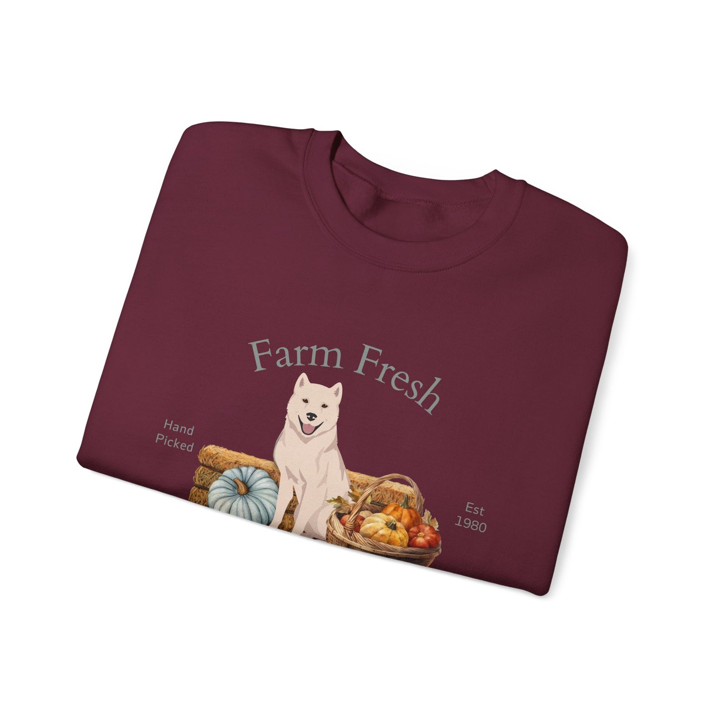 Kishu Ken Dog Fall Farm Fresh Unisex Heavy Blend Crewneck Sweatshirt