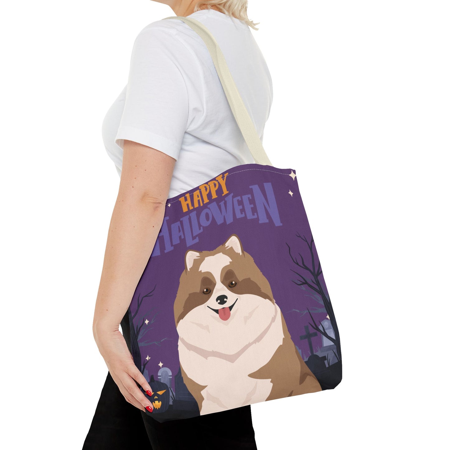 Pomeranian Dog Happy Halloween Tote Bag 16x16
