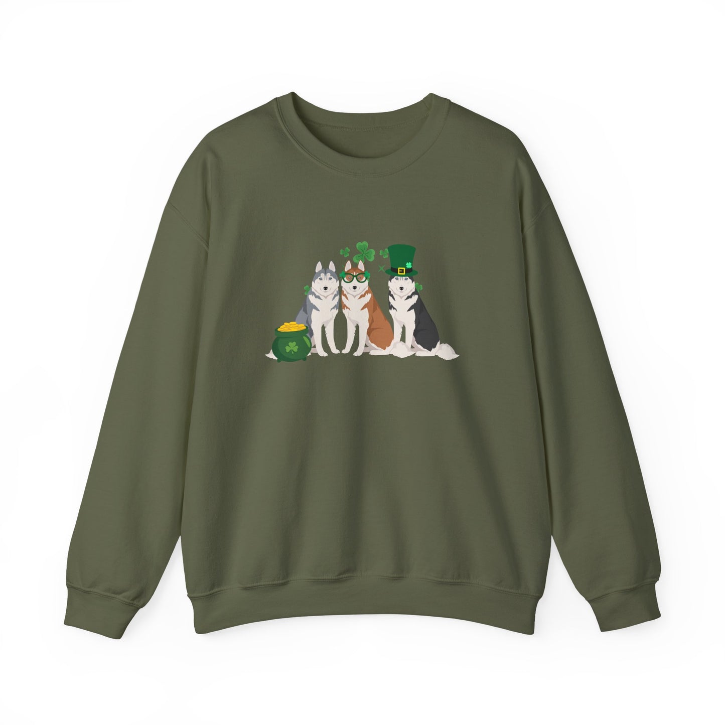 Siberian Husky Dog St Patricks Day Unisex Heavy Blend Crewneck Sweatshirt, St Pattys day, Cute Dog Mom Gift
