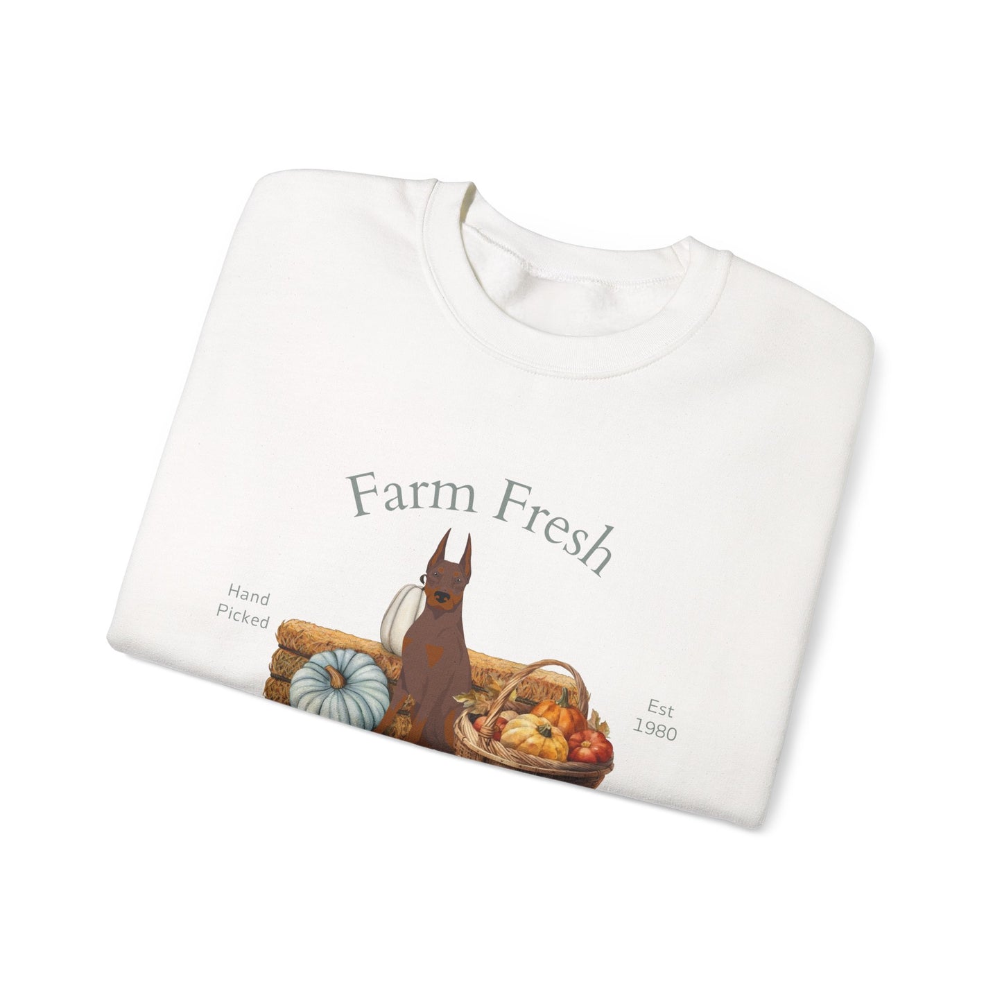 Doberman Pinscher Dog Fall Farm Fresh Unisex Heavy Blend Crewneck Sweatshirt
