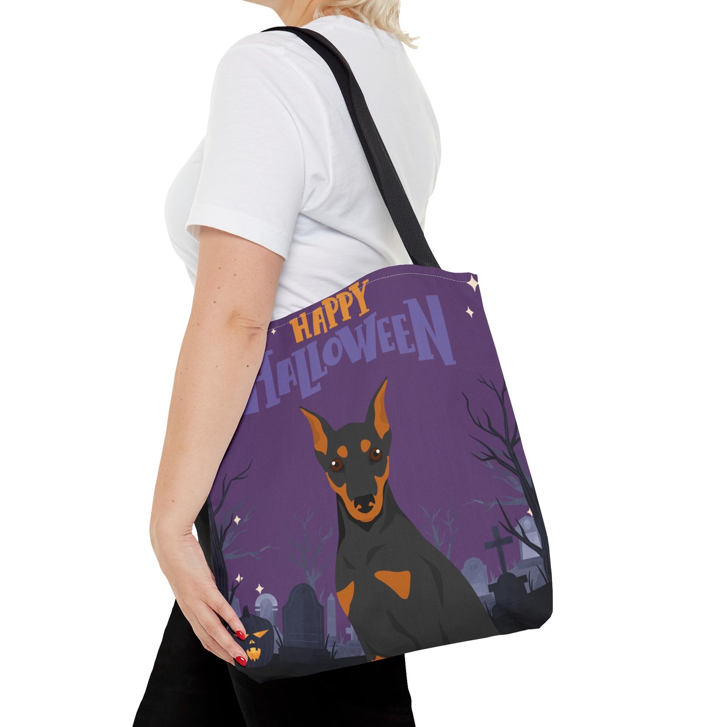 German Pinscher Dog Happy Halloween Tote Bag 16x16
