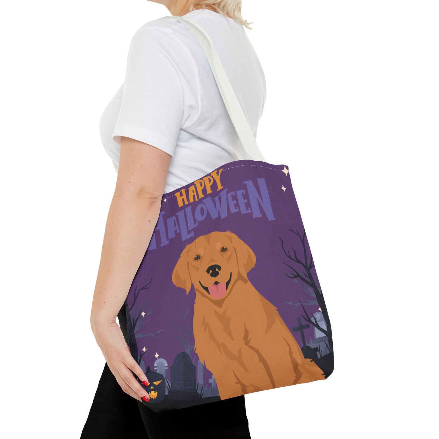Golden Retriever Dog Happy Halloween Tote Bag 16x16