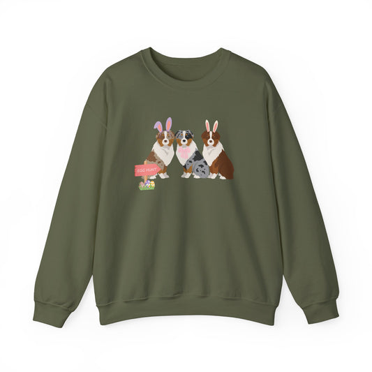 Australian Shepherd Dog Easter Unisex Heavy Blend Crewneck Sweatshirt, Easter, Cute Dog Mom Gift