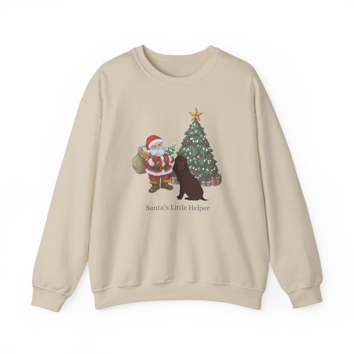 Irish Water Spaniel Dog Santa's Little Helper Unisex Heavy Blend Crewneck Sweatshirt