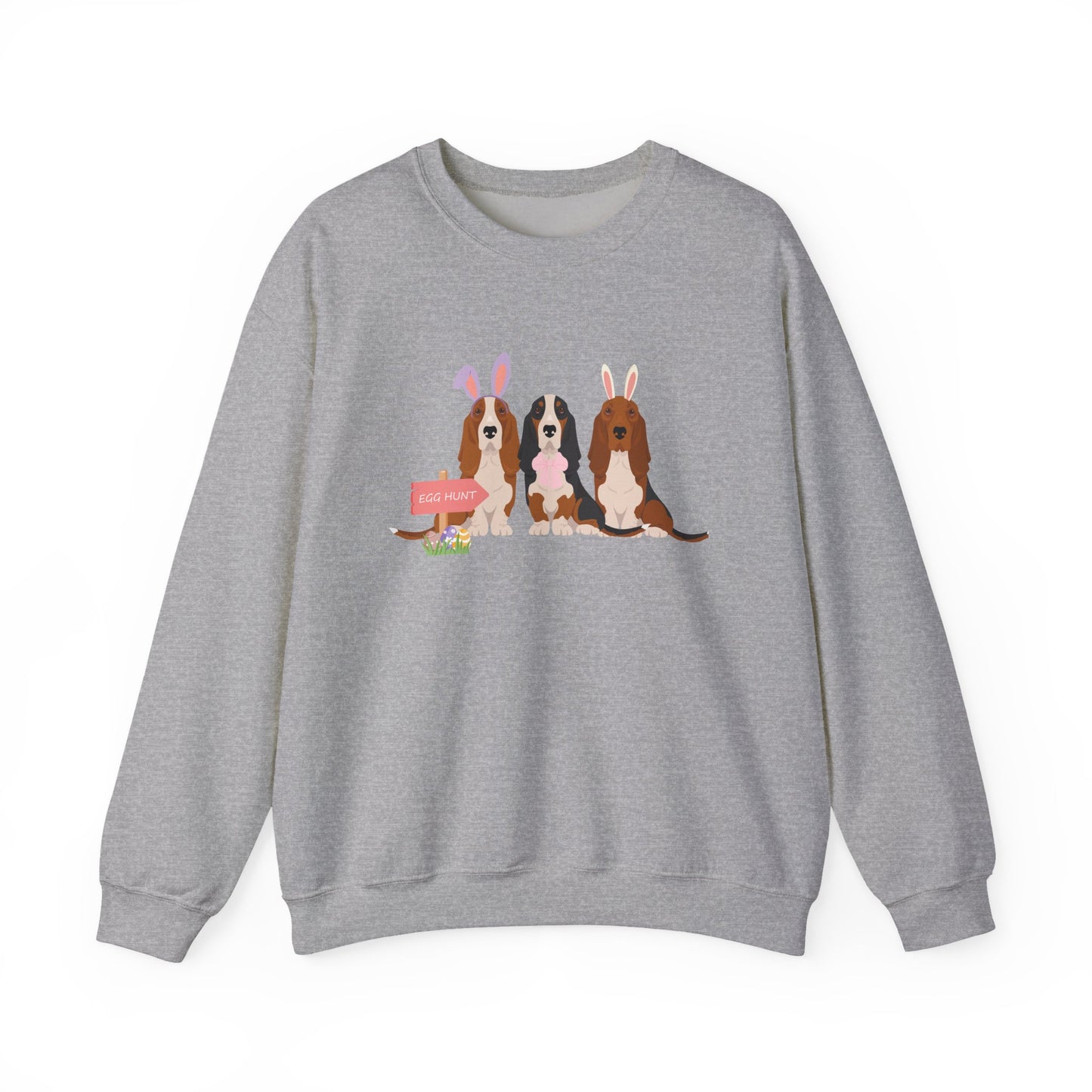 Basset Hound Dog Easter Unisex Heavy Blend Crewneck Sweatshirt, Easter, Cute Dog Mom Gift