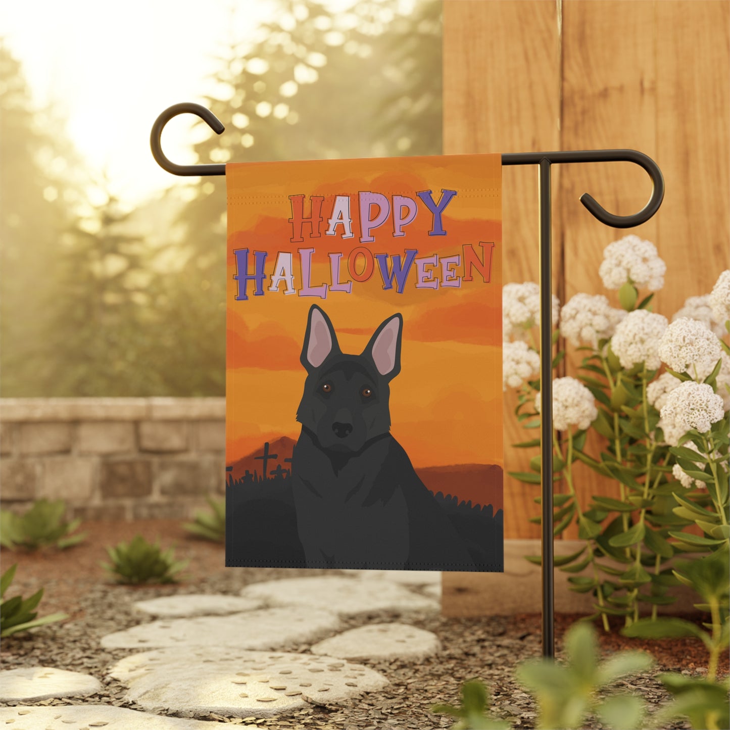 German Shepherd Dog Halloween Garden Flag