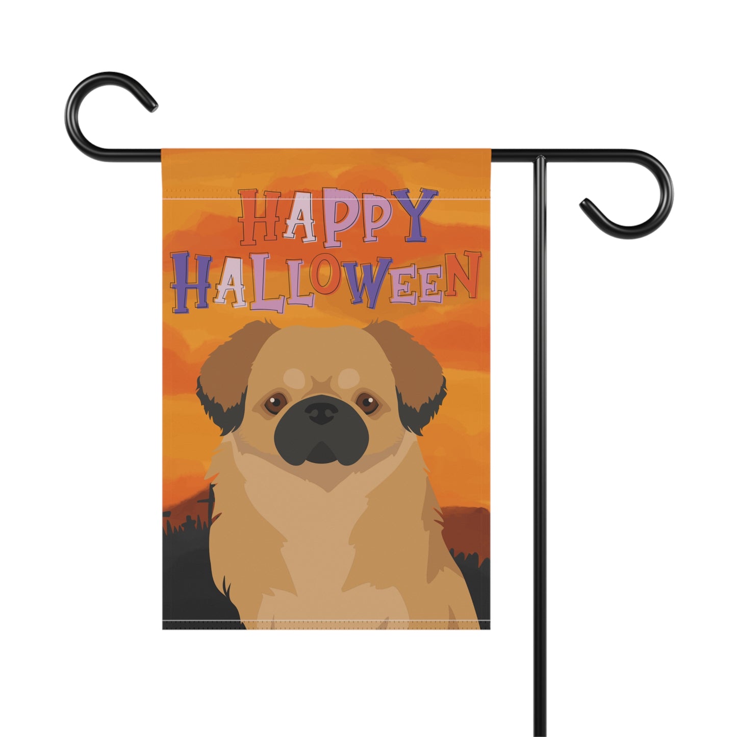 Tibetan Spaniel Dog Halloween Garden Flag