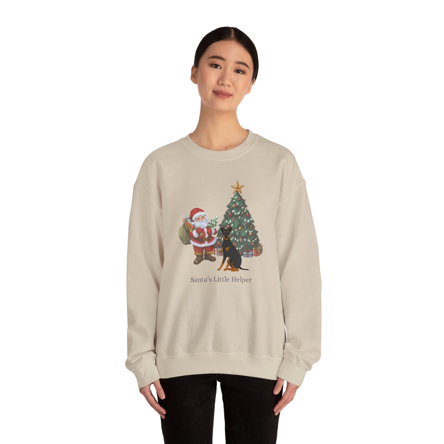 Manchester Terrier Dog Santa's Little Helper Unisex Heavy Blend Crewneck Sweatshirt