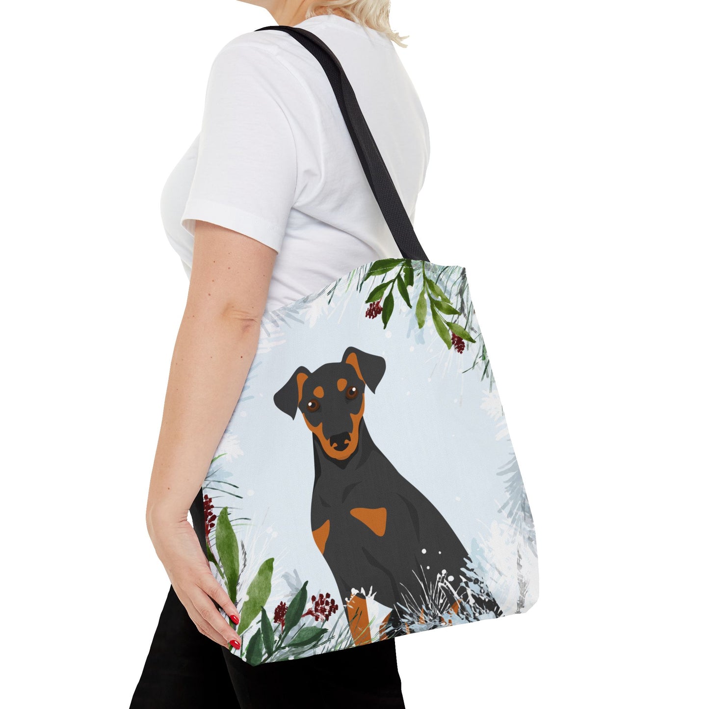 German Pinscher Dog Christmas Holiday Tote Bag 16x16