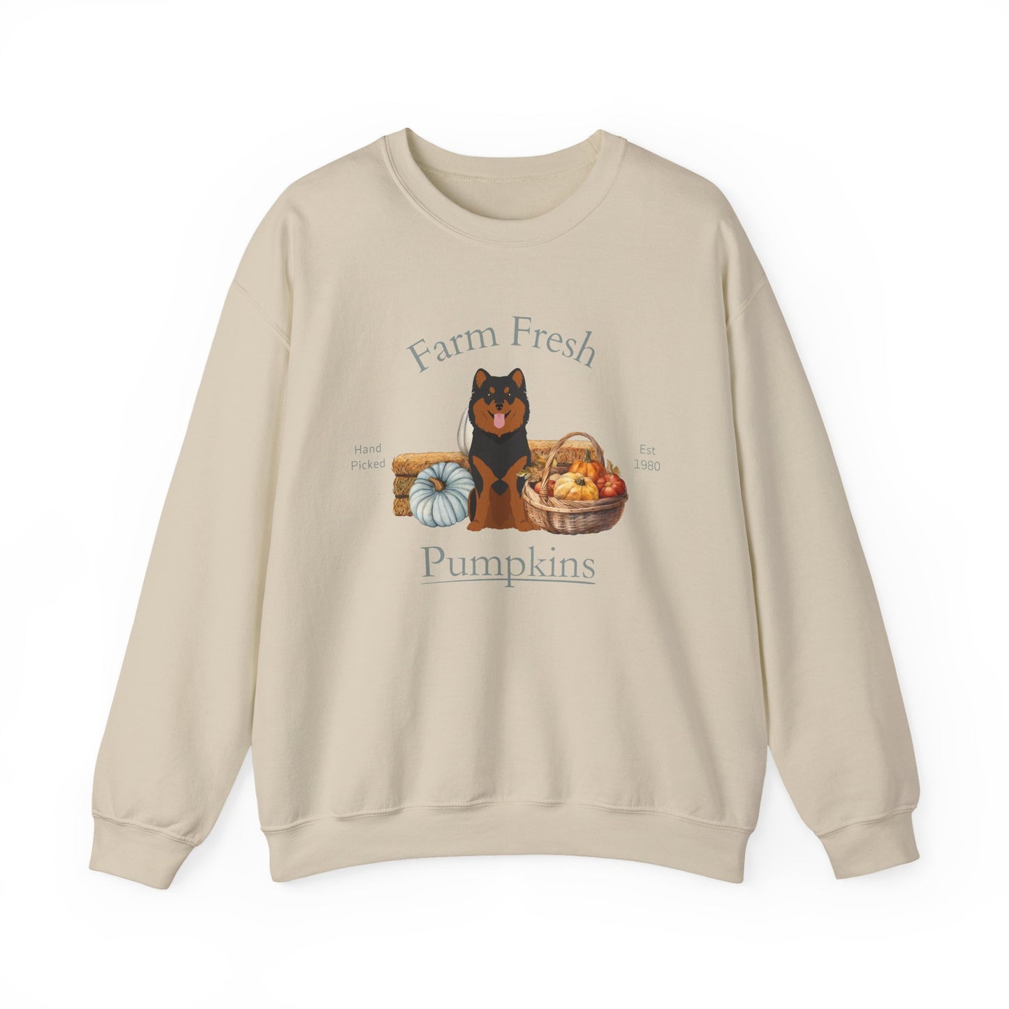 Finnish Lapphund Dog Fall Farm Fresh Unisex Heavy Blend Crewneck Sweatshirt