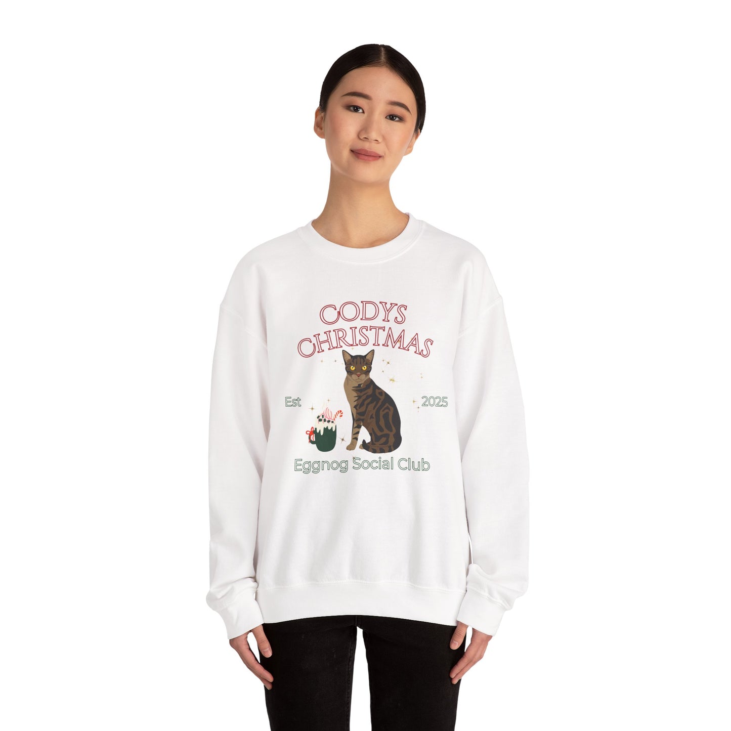 Bengal Cat Cat Christmas Social Club Unisex Heavy Blend Crewneck Sweatshirt Custom Name