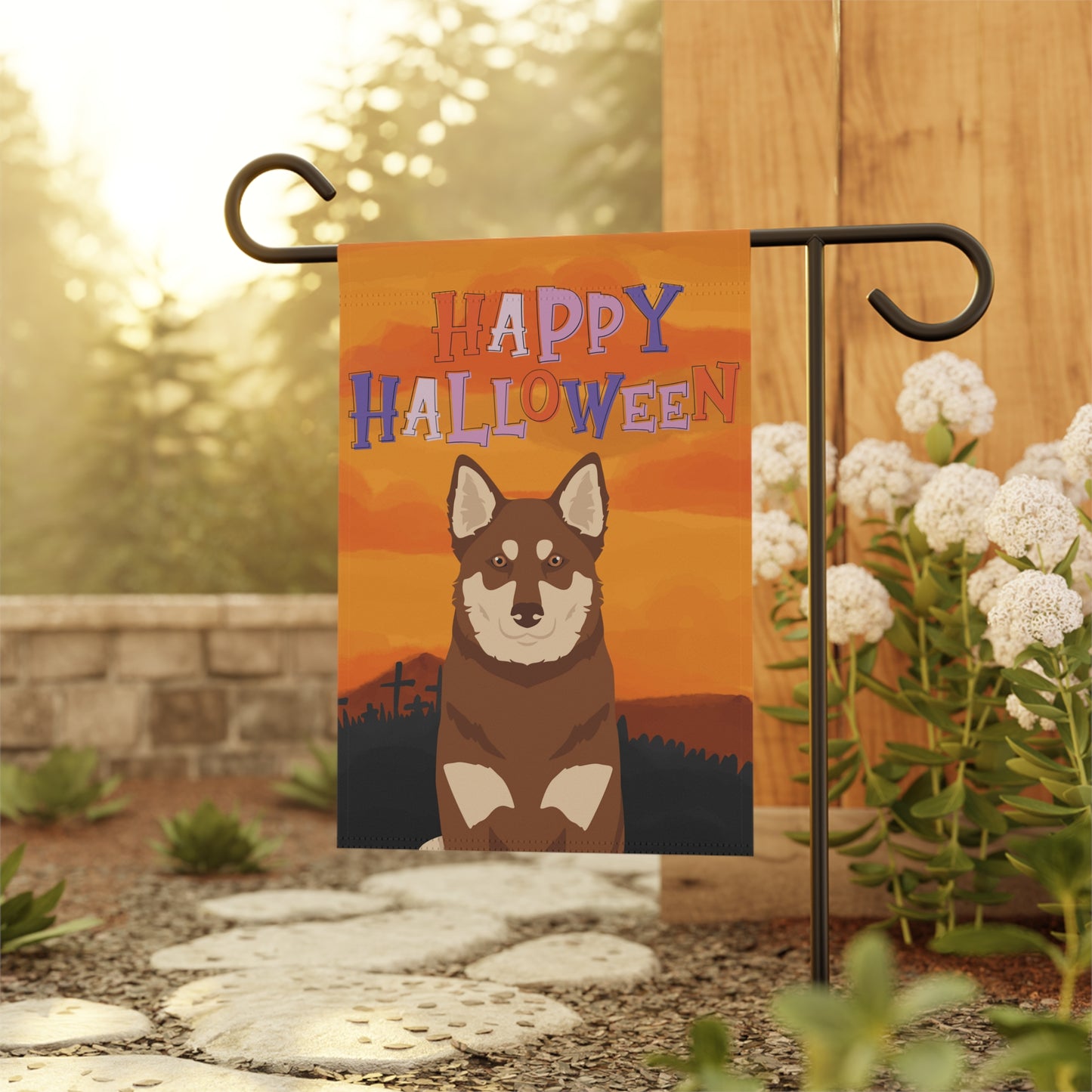 Lapponian Herder Dog Halloween Garden Flag