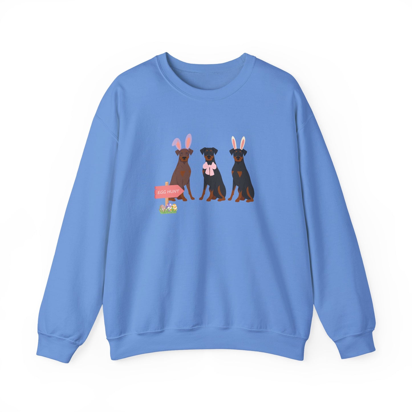 Doberman Pinscher Dog Easter Unisex Heavy Blend Crewneck Sweatshirt, easter, Cute Dog Mom Gift
