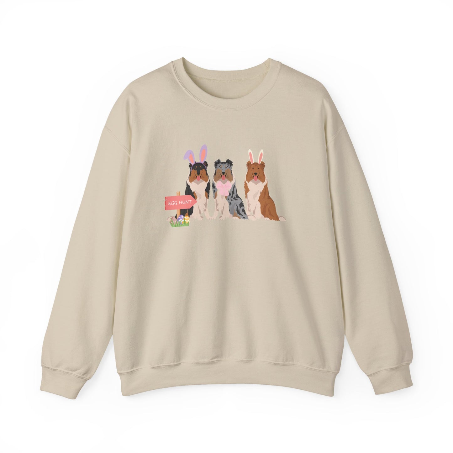 Collie Dog Easter Unisex Heavy Blend Crewneck Sweatshirt, easter, Cute Dog Mom Gift