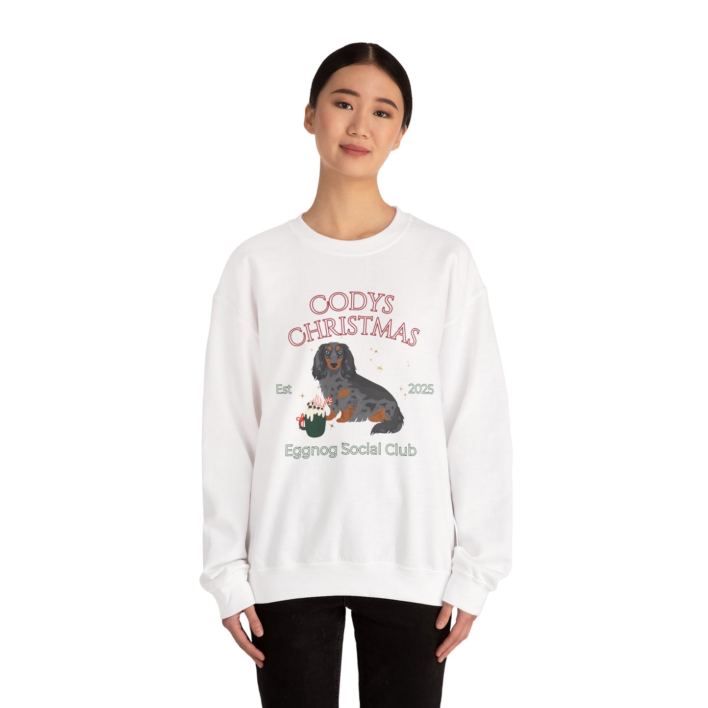 Dachshund Dog Christmas Social Club Unisex Heavy Blend Crewneck Sweatshirt Custom Name