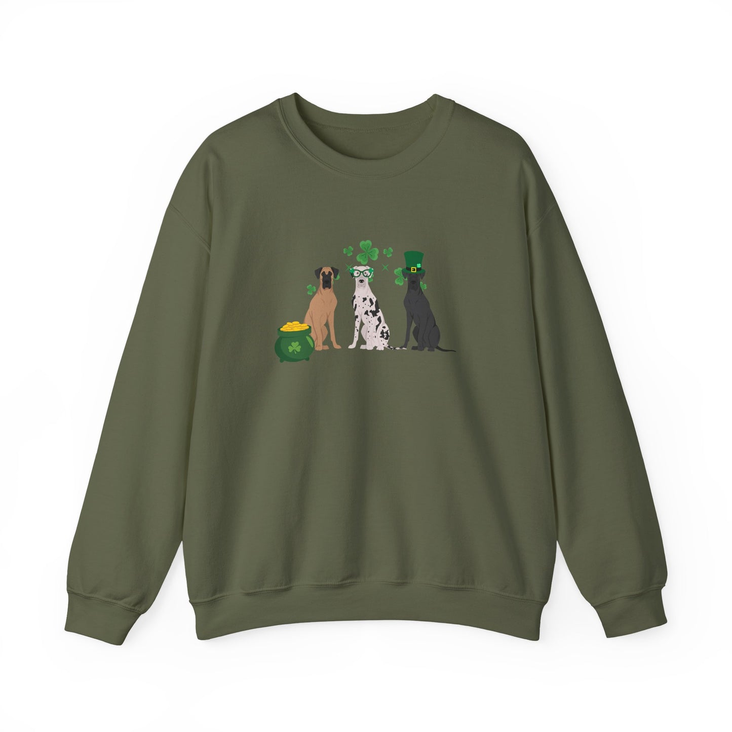 Great Dane Dog St Patricks Day Unisex Heavy Blend Crewneck Sweatshirt, St Pattys day, Cute Dog Mom Gift