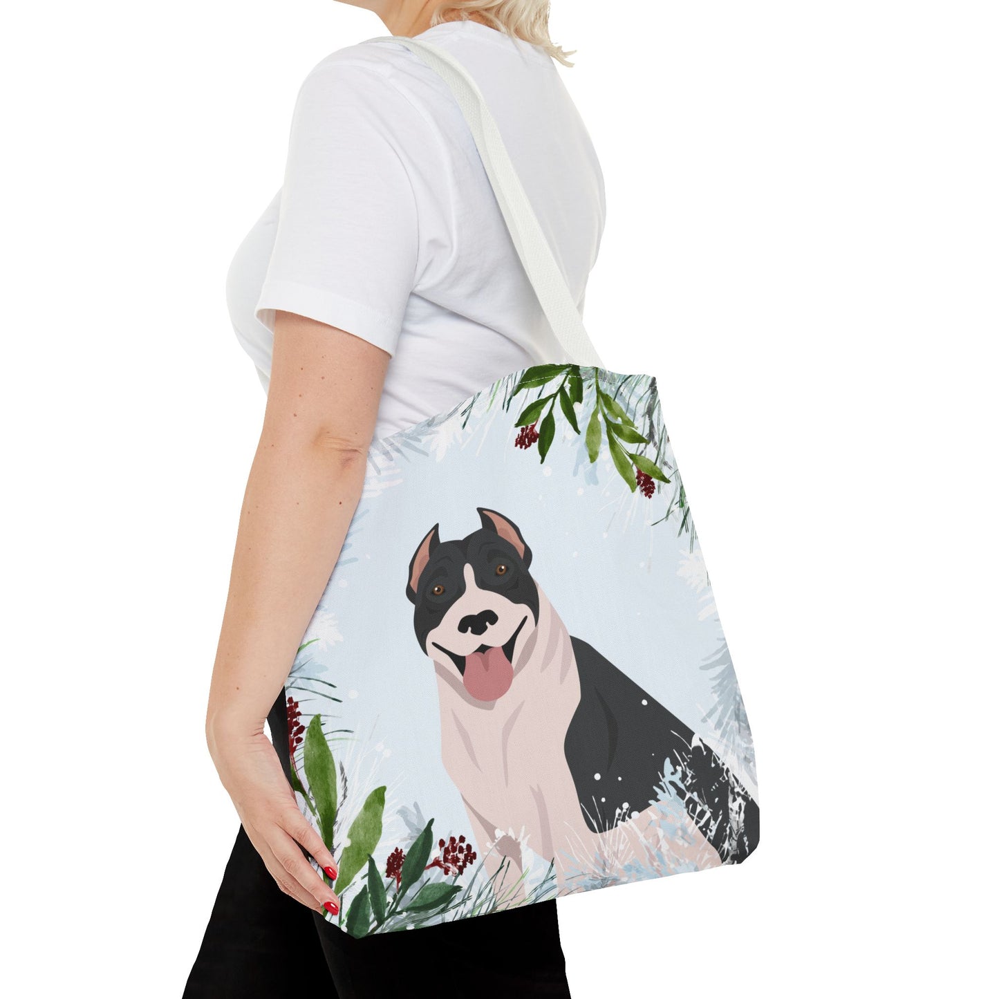 Pit Bull Dog Christmas Holiday Tote Bag 16x16