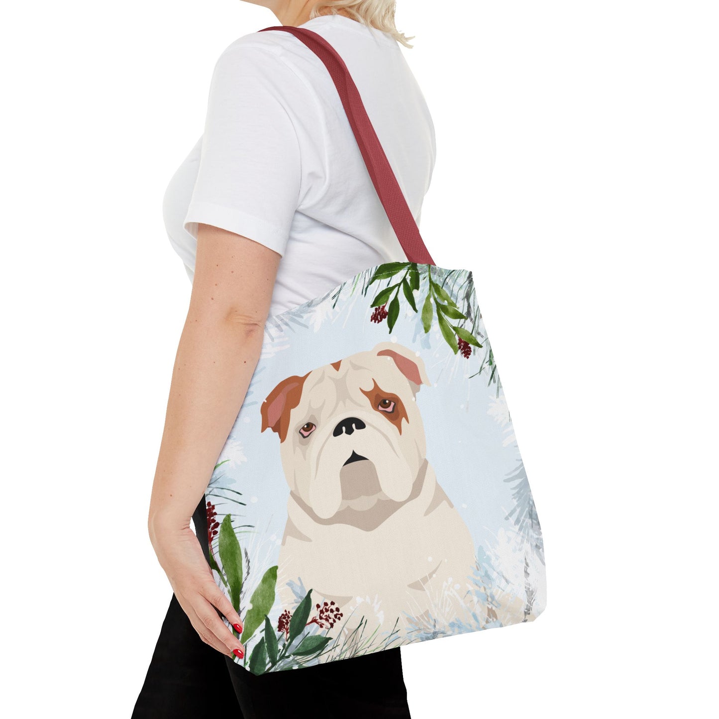 Bulldog Dog Christmas Holiday Tote Bag 16x16