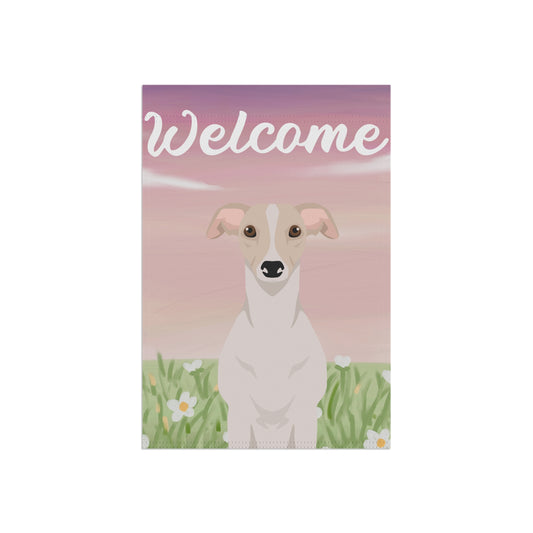 Whippet Dog Welcome Garden Flag