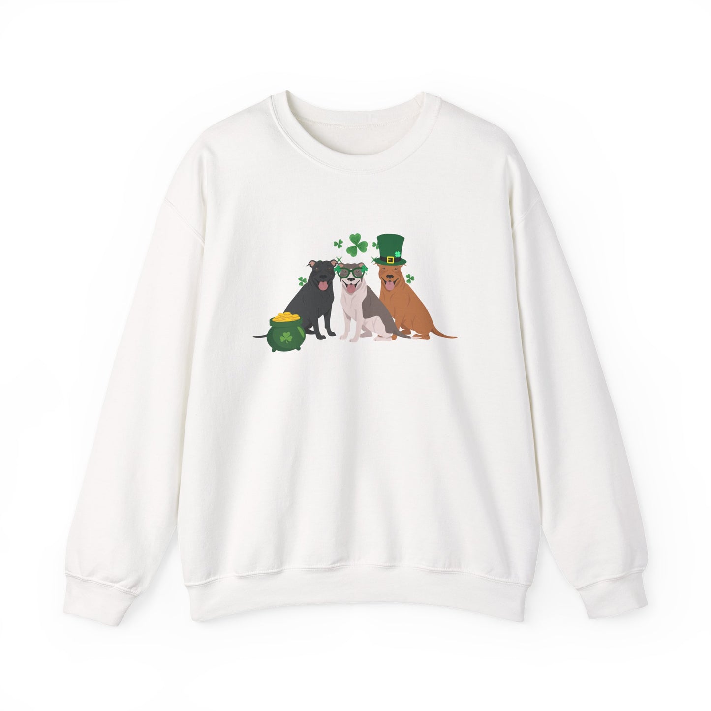 Pit Bull Terrier Dog St Patricks Day Unisex Heavy Blend Crewneck Sweatshirt, St Pattys day, Cute Dog Mom Gift
