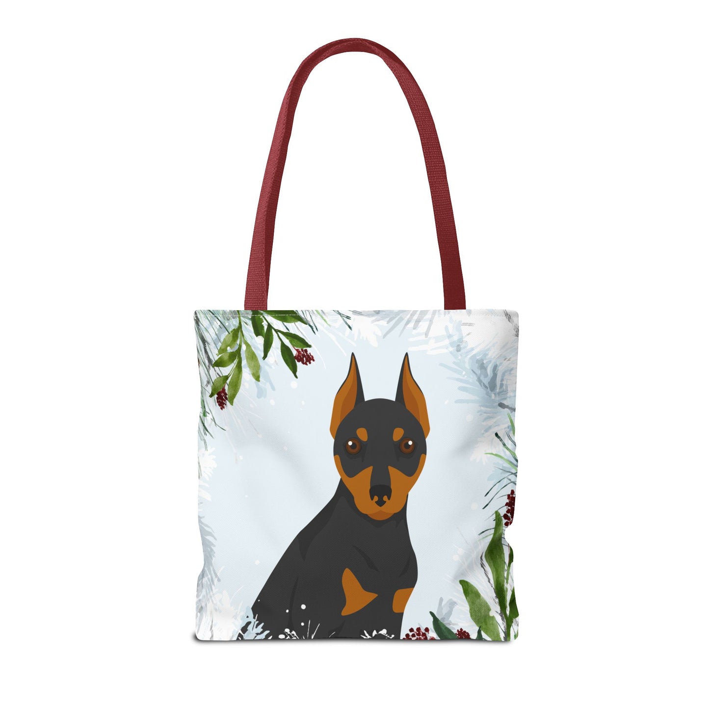 Miniature Pinscher Dog Christmas Holiday Tote Bag 16x16