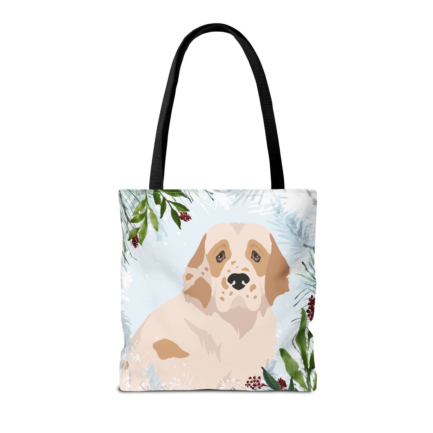 Clumber Spaniel Dog Christmas Holiday Tote Bag 16x16
