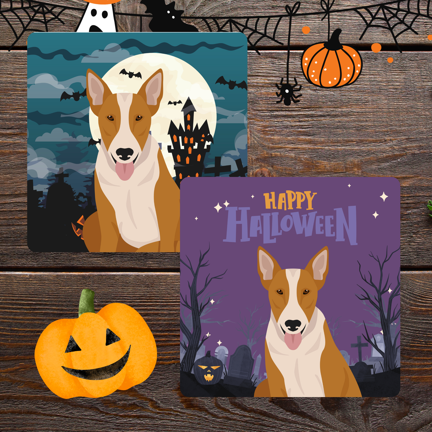 Bull Terrier Dog set of 2 4x4 Coasters