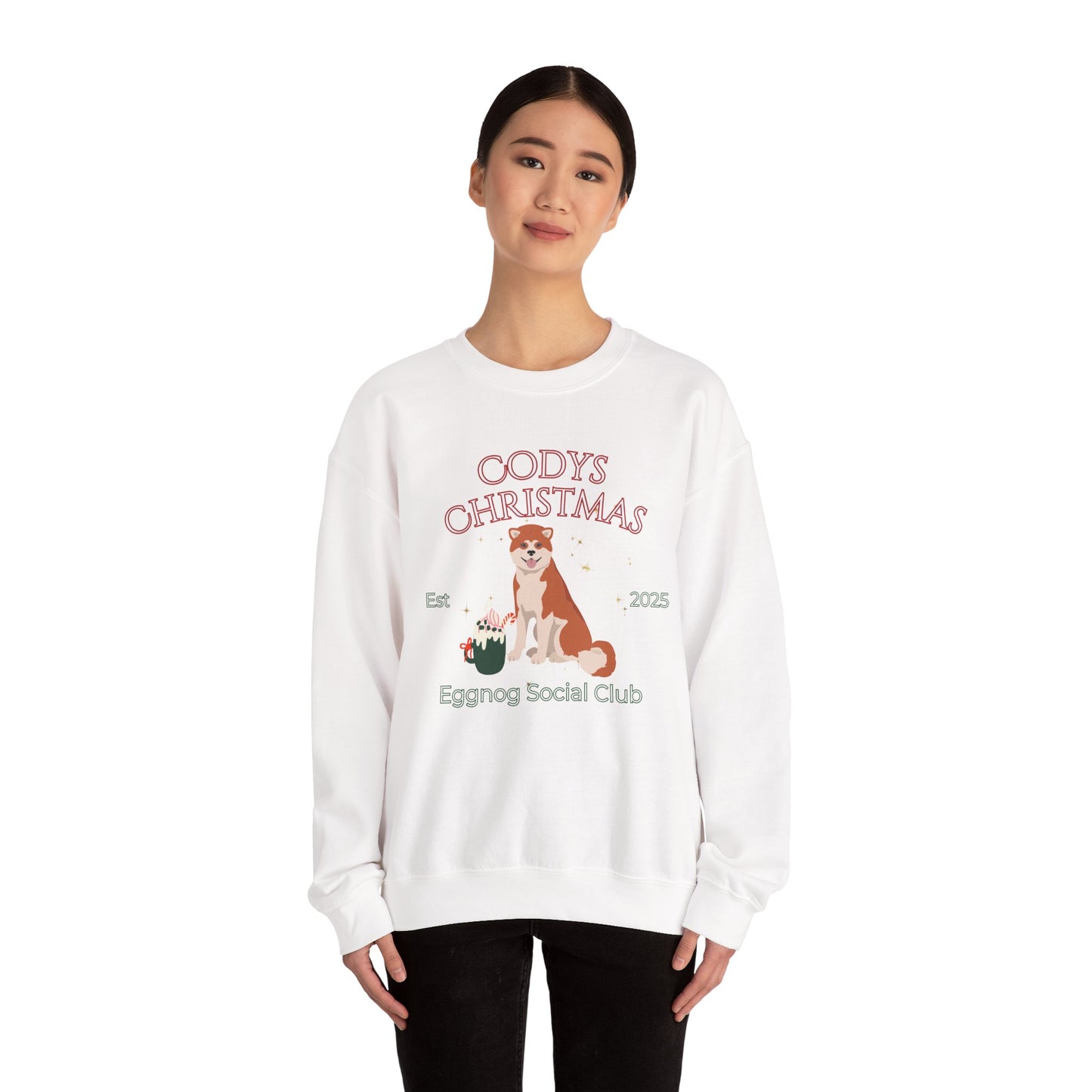 Japanese Akita Dog Christmas Social Club Unisex Heavy Blend Crewneck Sweatshirt Custom Name