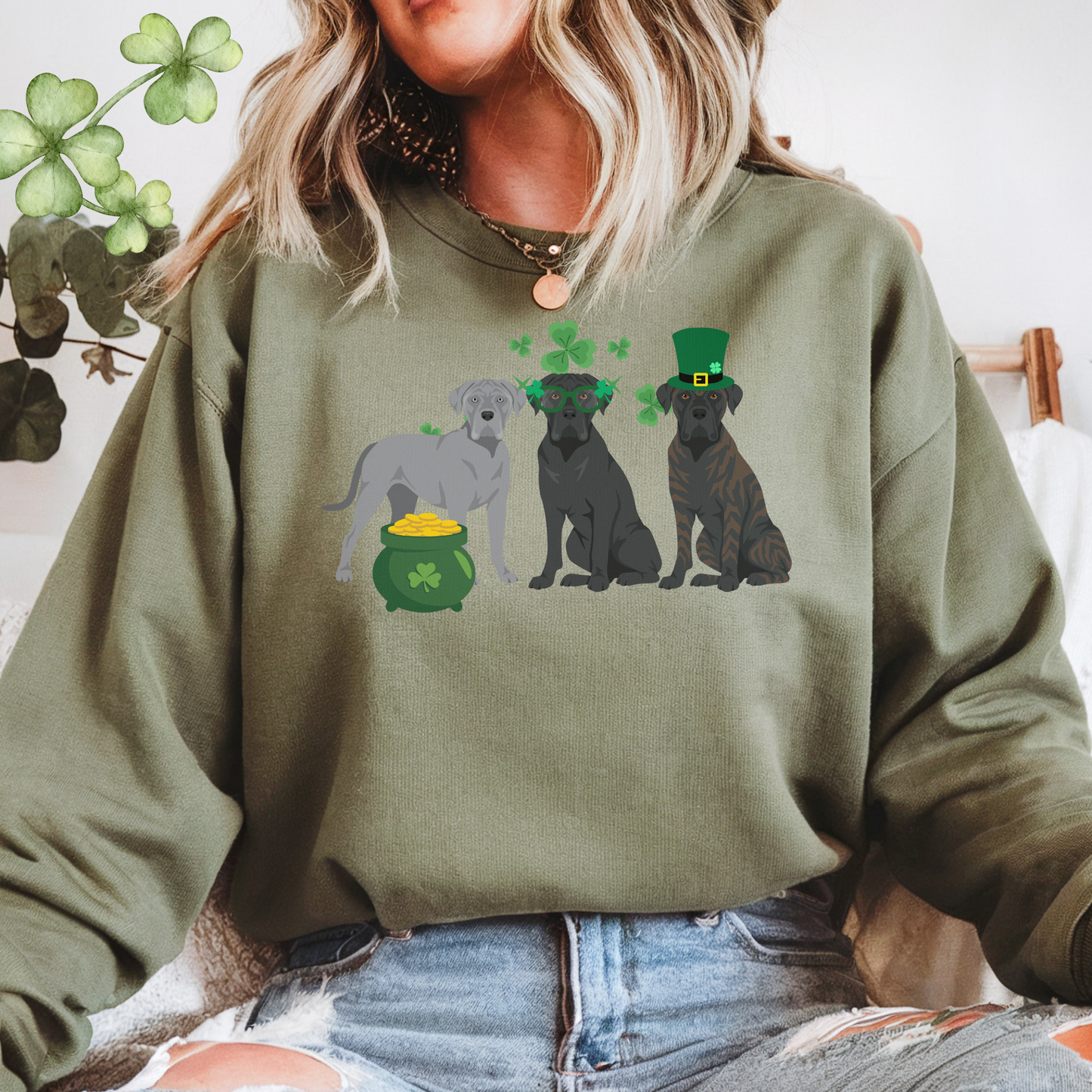 Cane Corso Dog St Patricks Day Unisex Heavy Blend Crewneck Sweatshirt, St Pattys day, Cute Dog Mom Gift