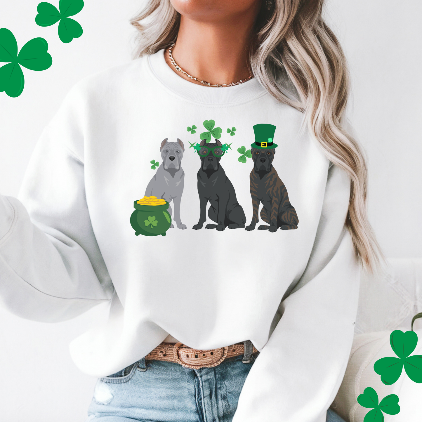 Cane Corso Dog St Patricks Day Unisex Heavy Blend Crewneck Sweatshirt, St Pattys day, Cute Dog Mom Gift