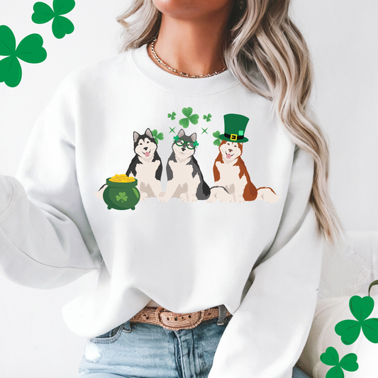 Alaskan Malamute Dog St Patricks Day Unisex Heavy Blend Crewneck Sweatshirt, St Pattys day, Cute Dog Mom Gift