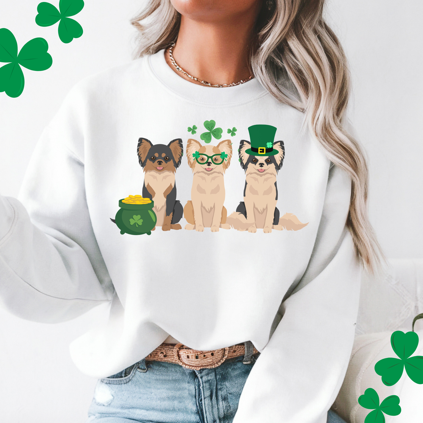 Chihuahua Dog St Patricks Day Unisex Heavy Blend Crewneck Sweatshirt, St Pattys day, Cute Dog Mom Gift