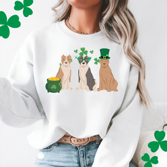 American Staffordshire Terrier Dog St Patricks Day Unisex Heavy Blend Crewneck Sweatshirt, St Pattys day, Cute Dog Mom Gift