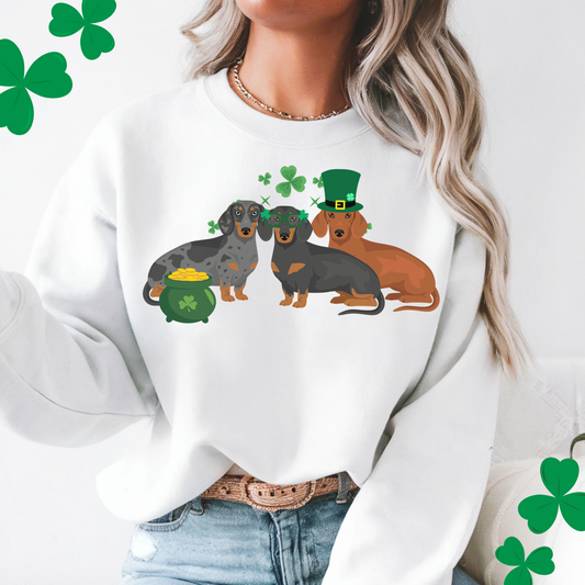 Dachshund Dog St Patricks Day Unisex Heavy Blend Crewneck Sweatshirt, St Pattys day, Cute Dog Mom Gift