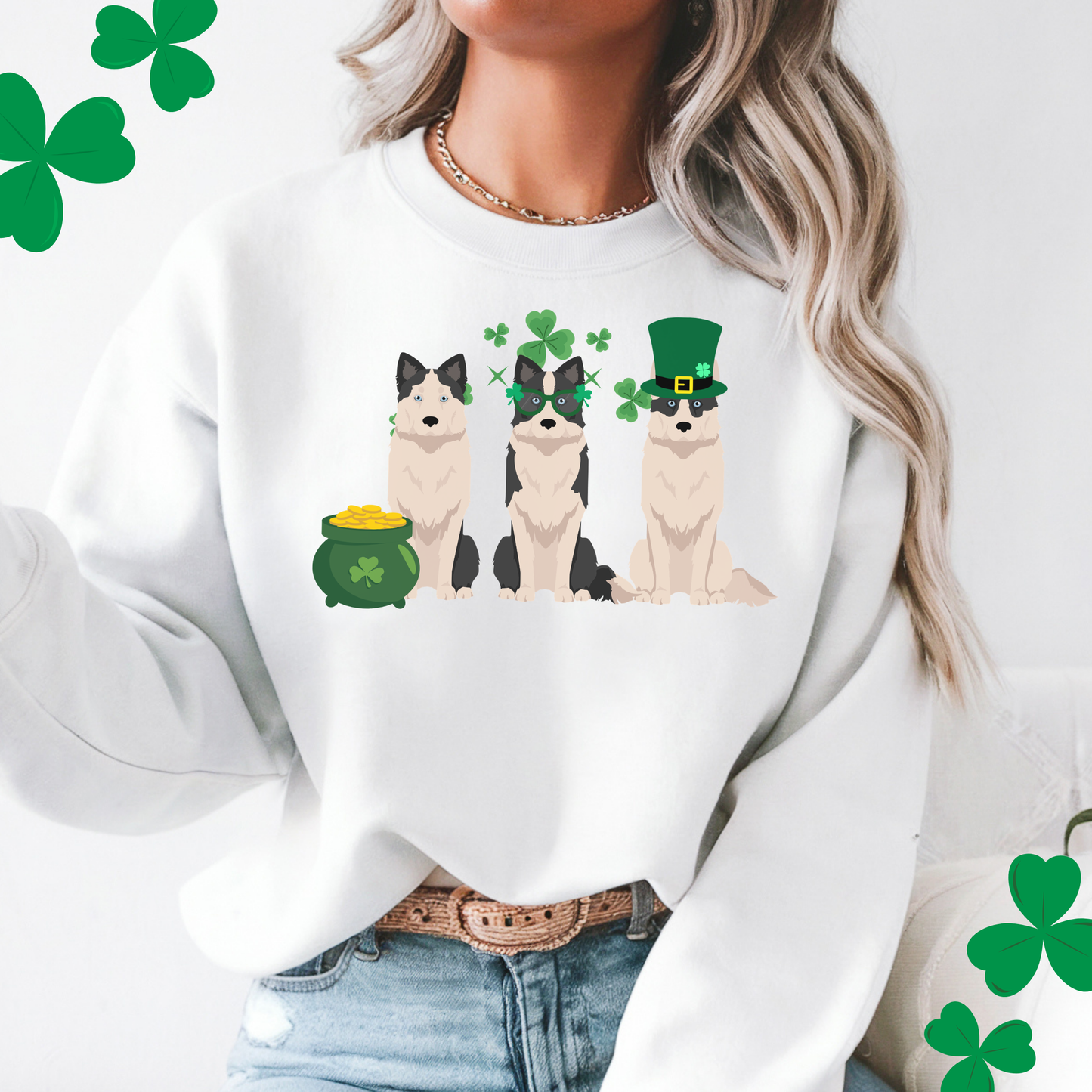 Yakutian Laika Dog St Patricks Day Unisex Heavy Blend Crewneck Sweatshirt, St Pattys day, Cute Dog Mom Gift