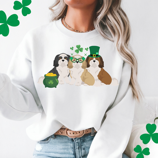 Shih Tzu Dog St Patricks Day Unisex Heavy Blend Crewneck Sweatshirt, St Pattys day, Cute Dog Mom Gift