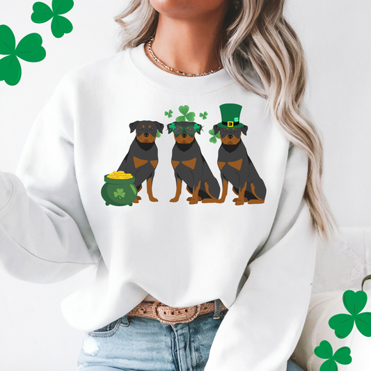 Rottweiler Dog St Patricks Day Unisex Heavy Blend Crewneck Sweatshirt, St Pattys day, Cute Dog Mom Gift