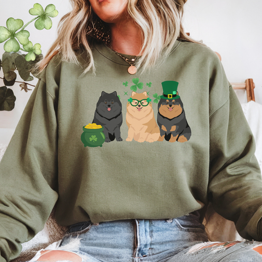 Pomeranian Dog St Patricks Day Unisex Heavy Blend Crewneck Sweatshirt, St Pattys day, Cute Dog Mom Gift