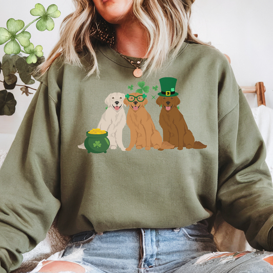 Golden Retriever Dog St Patricks Day Unisex Heavy Blend Crewneck Sweatshirt, St Pattys day, Cute Dog Mom Gift